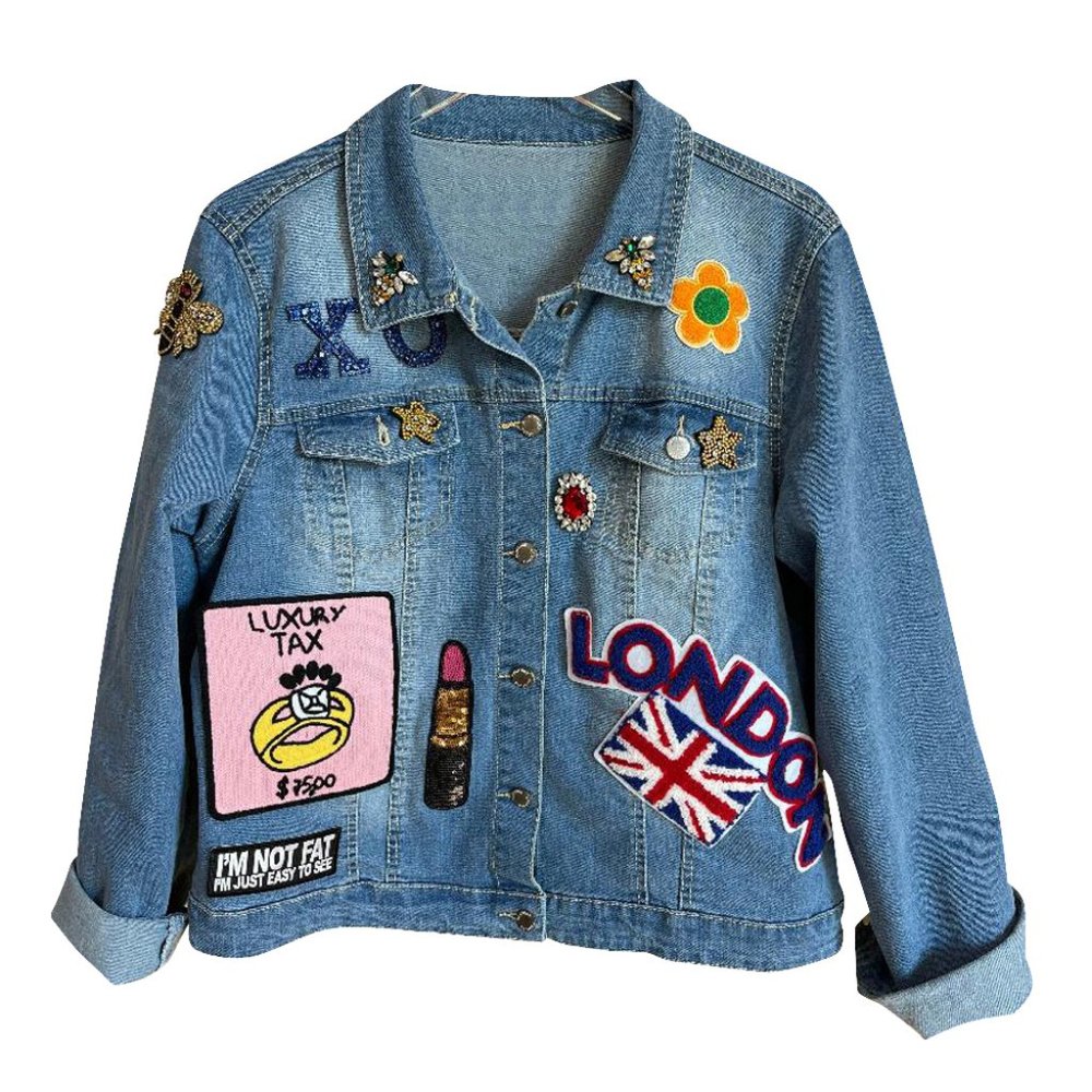 Handmade denim Jacket Fat Rat Family XL